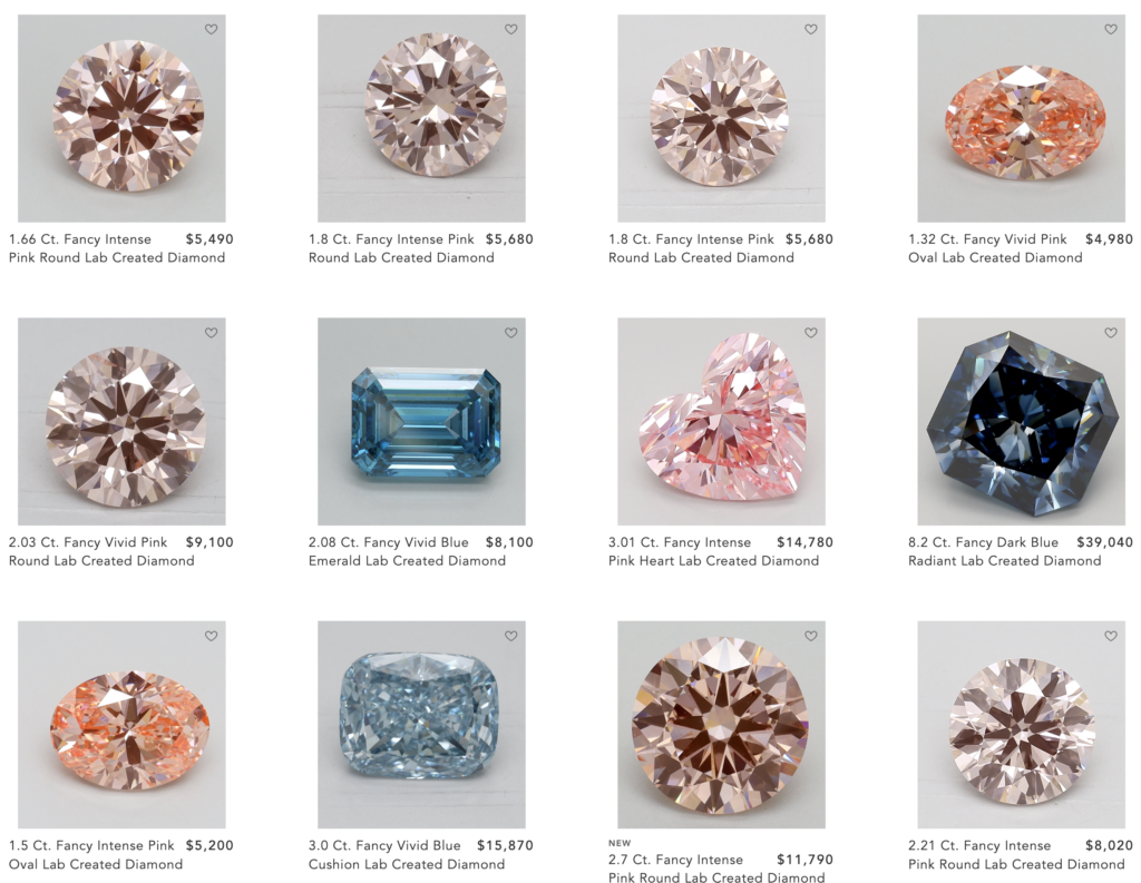 lab-grown diamonds vs moissanite: color