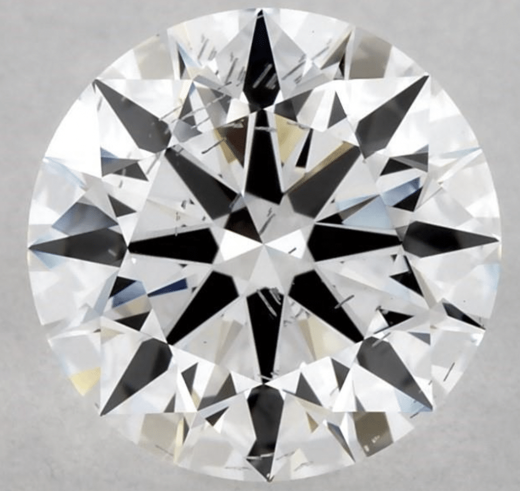 lab diamond with flaws that point to the same direction
