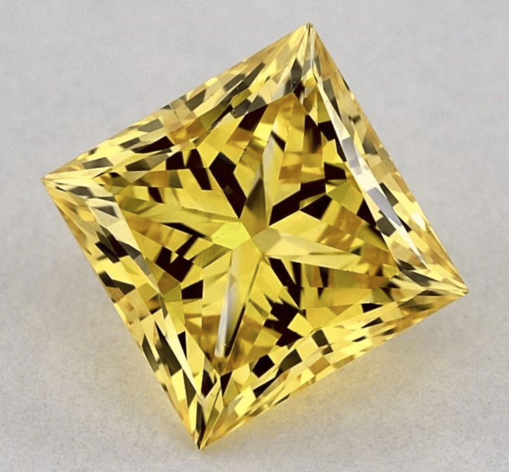 Fancy Vivid Yellow Lab-Created 1.76 Carat Princess Diamond