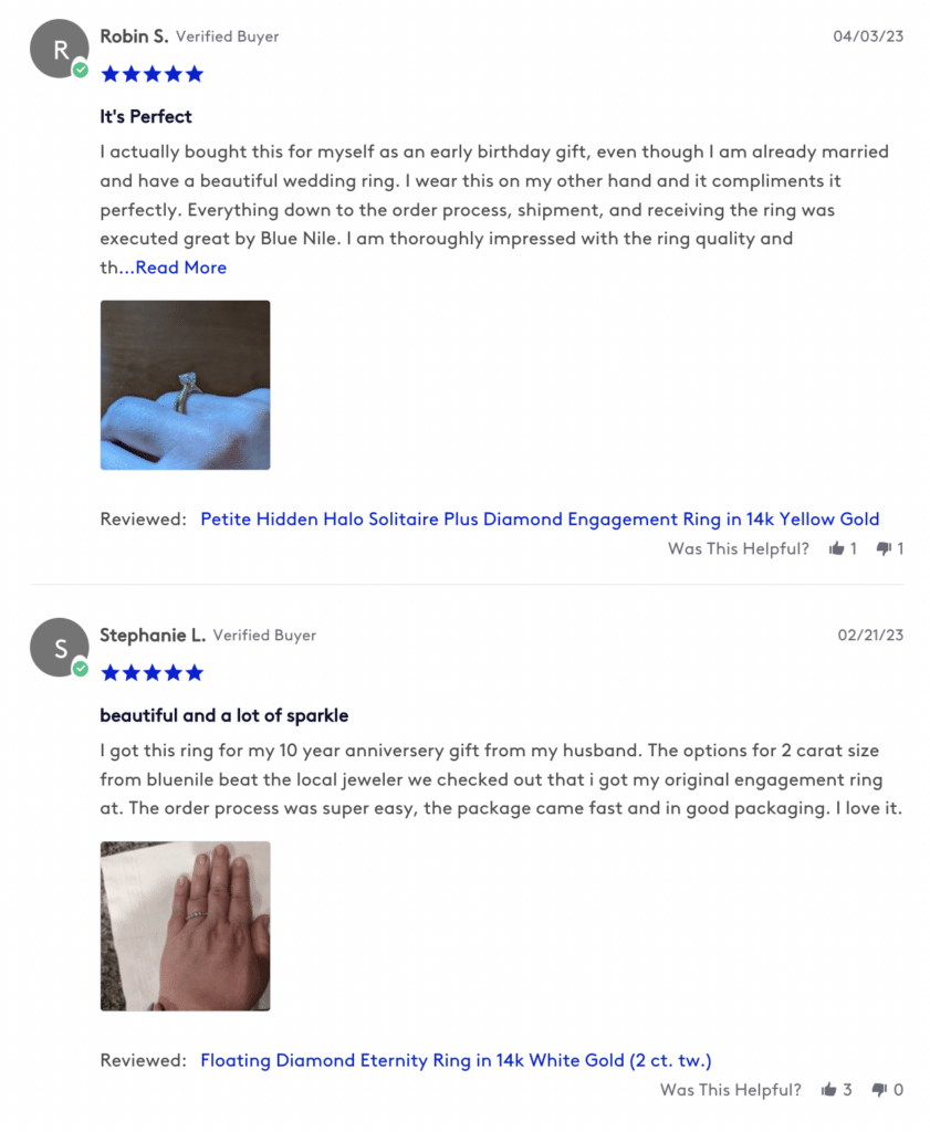 blue nile shop customer reviews