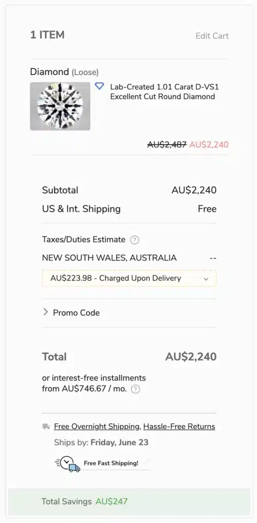 james allen australia free shipping