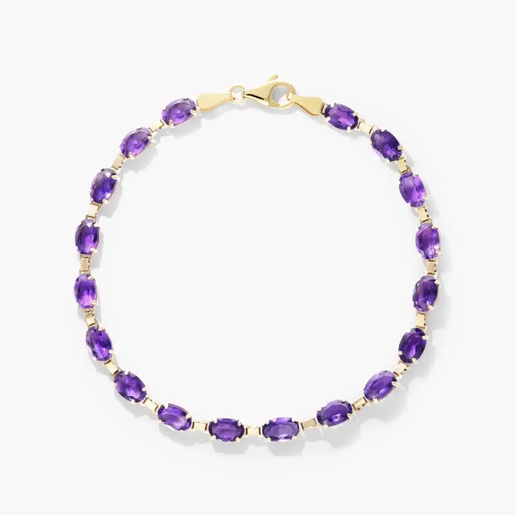 14K Yellow Gold Amethyst Line Bracelet purple gemstone history