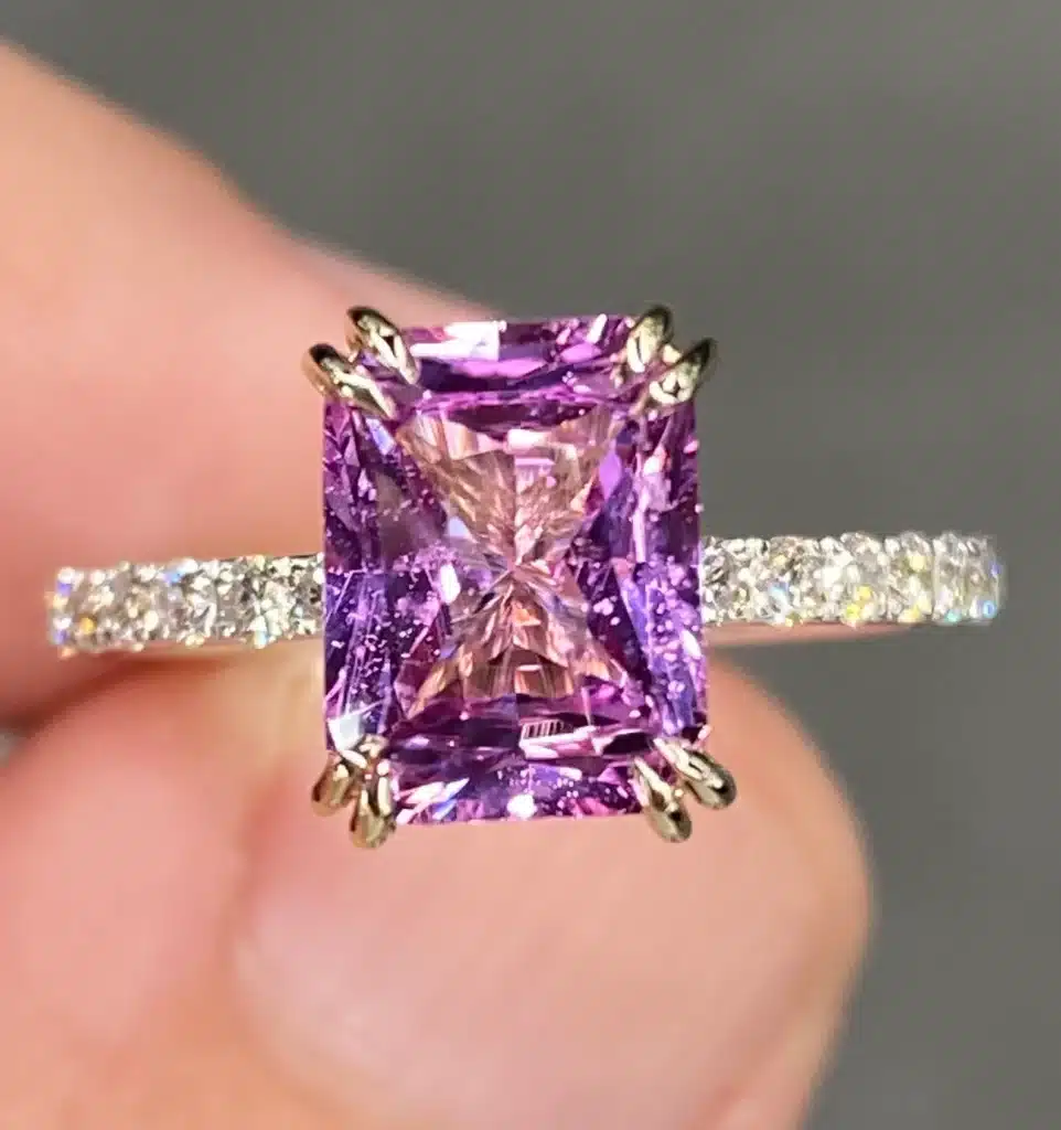 purple gemstone setting engagement ring