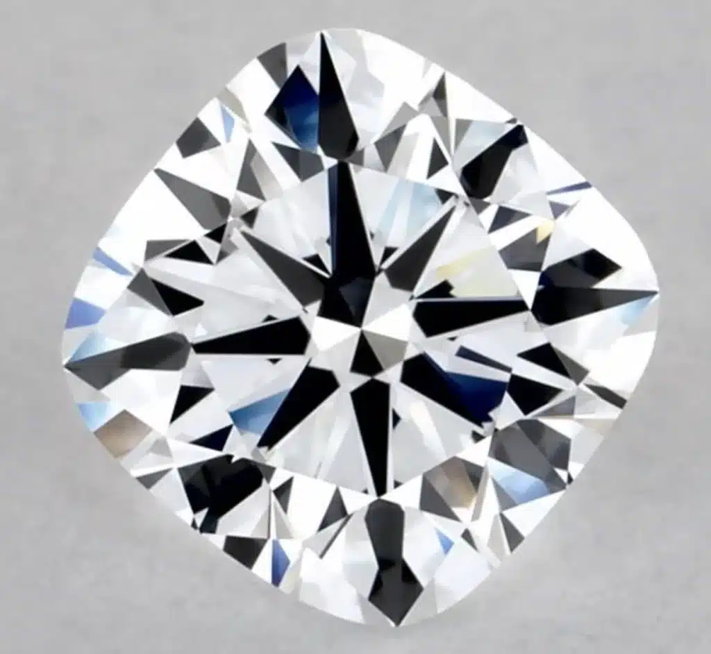 hearts and arrows cutshion cut diamond example