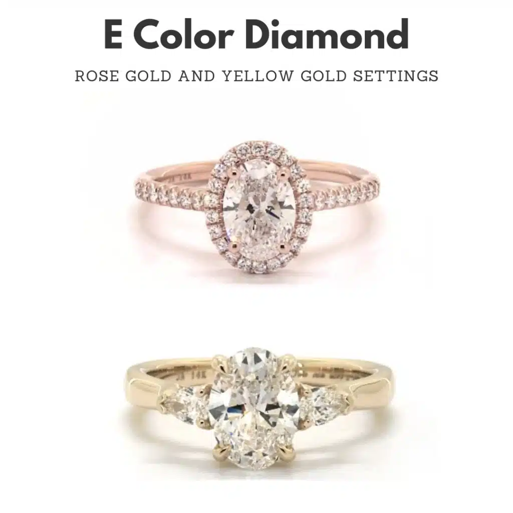 E color diamond in different gold settings