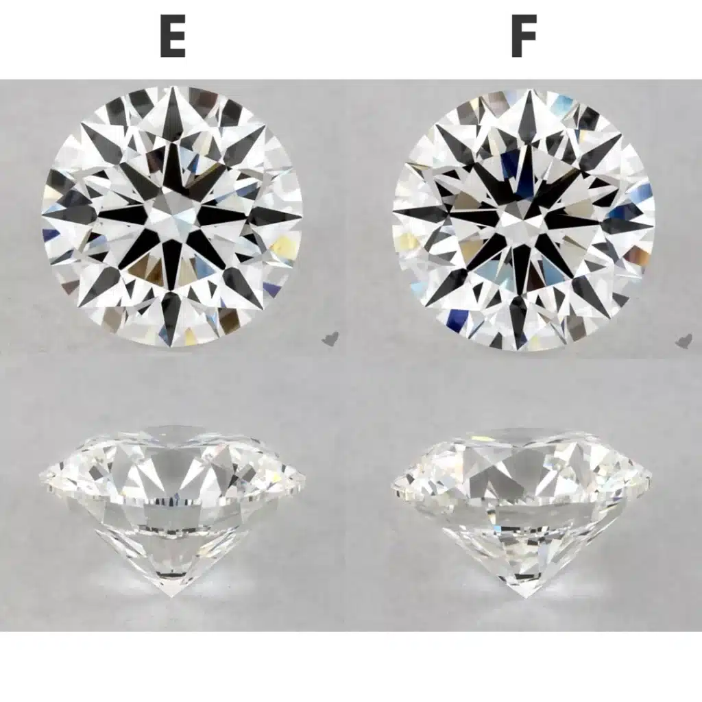E vs F color diamond