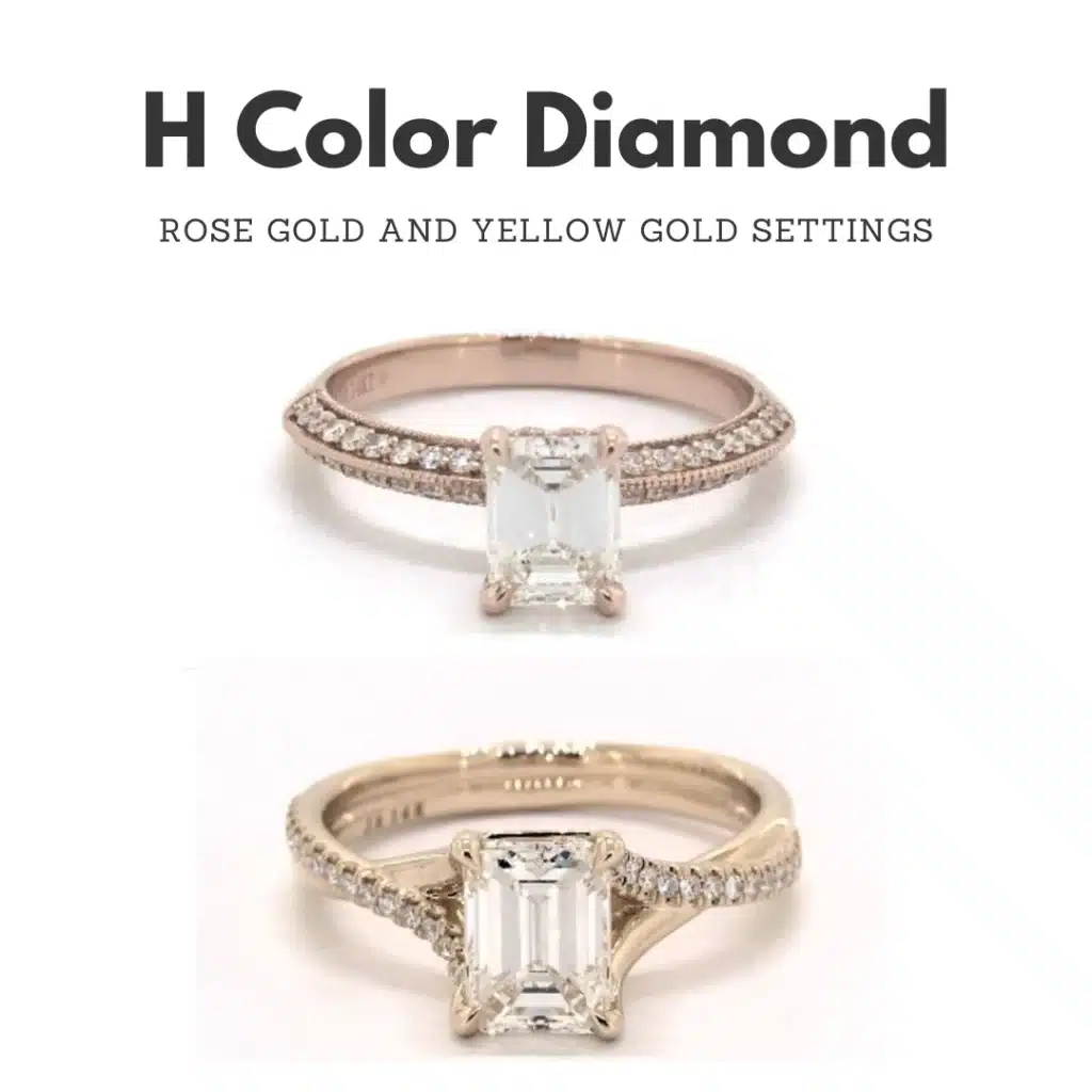 H color diamond in different settings
